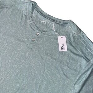 BKE Mens 3XL heathered teal Short Sleeve Button Henley Shirt buckle new‎ tags
